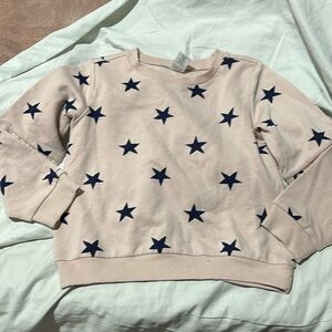 Gymboree S 5/6 pink sweatshirt blue stars cotton polyester blend worn once euc